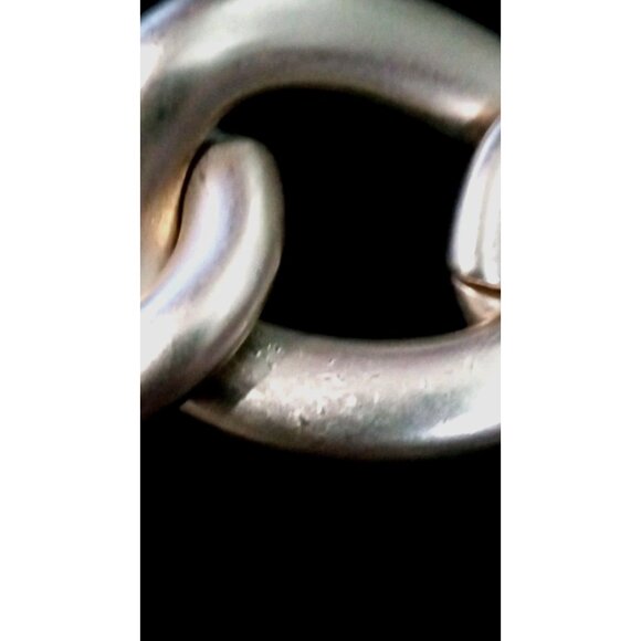 Vintage Frosted Gold Tone Curb Chain Necklace Heavy Graduated Oval Links Lobster - Picture 13 of 13